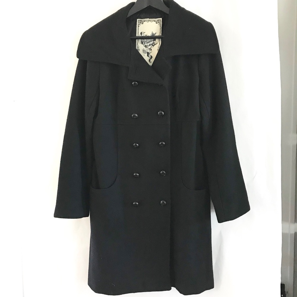 Forever Aubrey black wool coat. Size L gently worn